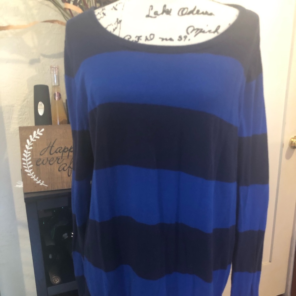 Old Navy Blue Striped Sweater Size: 1X